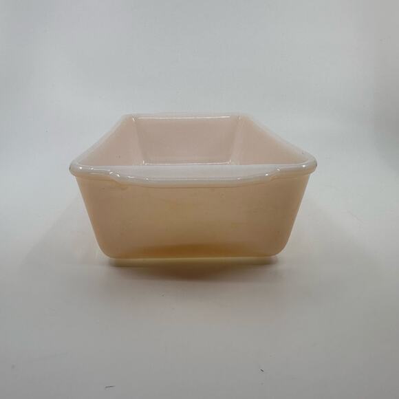Vintage Fire King 3 Pcs-Bread Loaf Pan/Cake Pan/Split Platter Dish Peach White - Picture 8 of 16